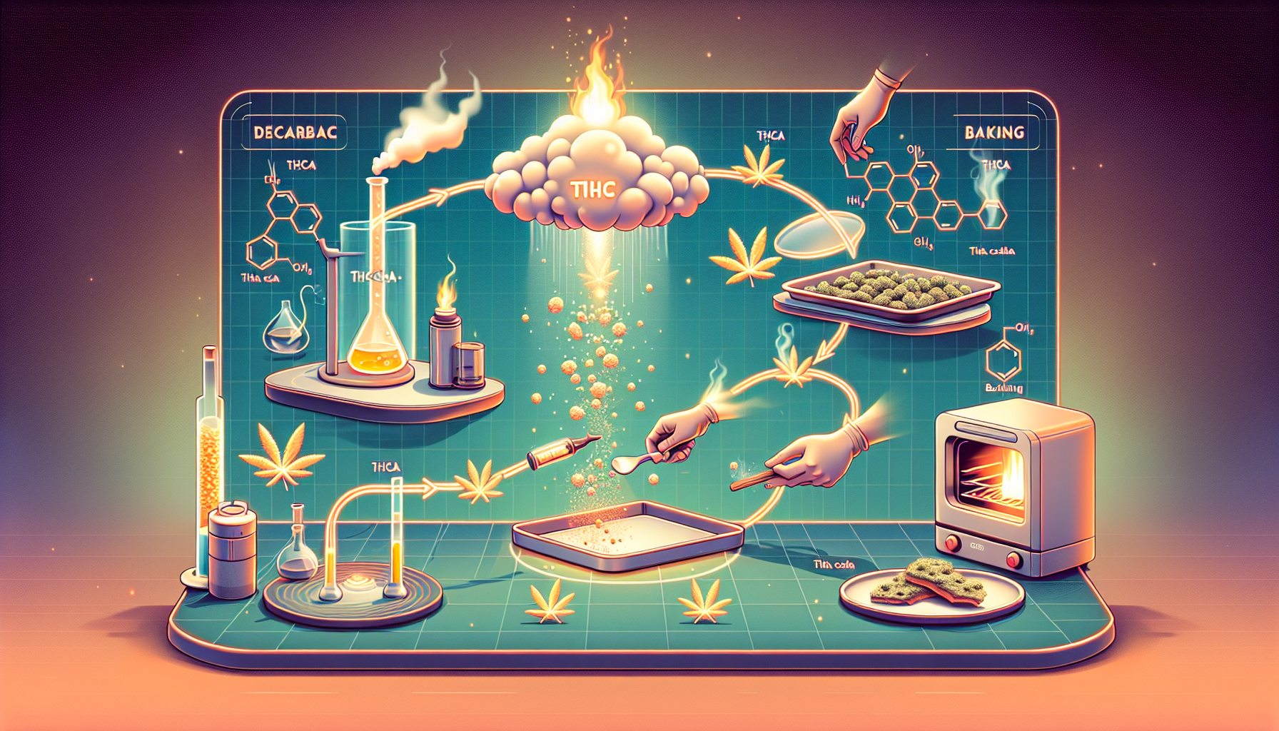 Illustration of THCA converting to THC